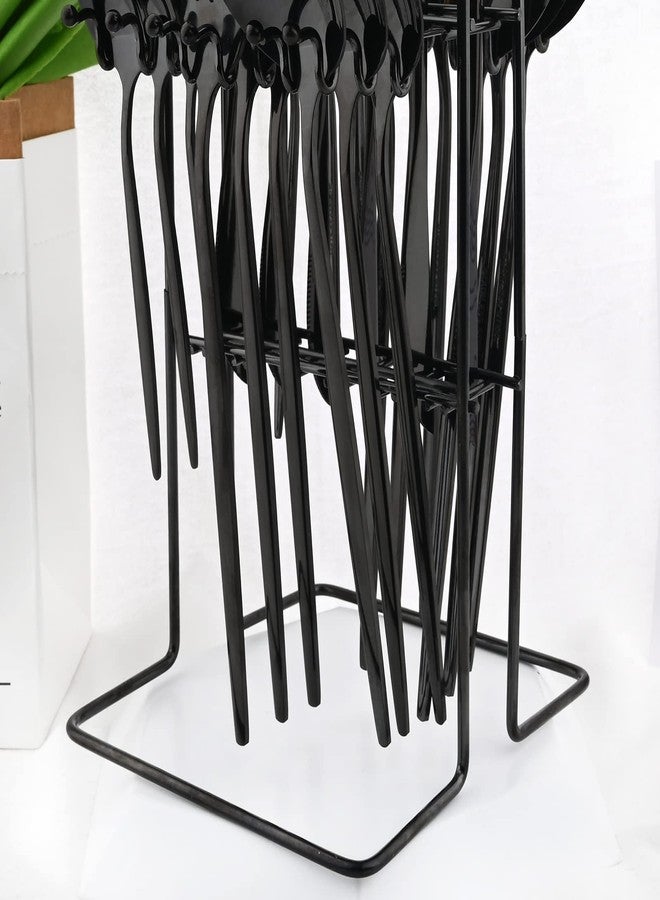 snplowum 1pcs Black Cutlery Stand, Stainless Steel Silverware Holder Kitchen Hanging Tableware Storage Rack, Holds 24pcs, Lightweight and easy to move - Image 4